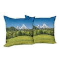 thumbnail image 6 of Ambesonne Scenery Throw Pillow Cover 2 Pack, Bavarian Alps Village, 18", Forest Green Fern Green, 6 of 6