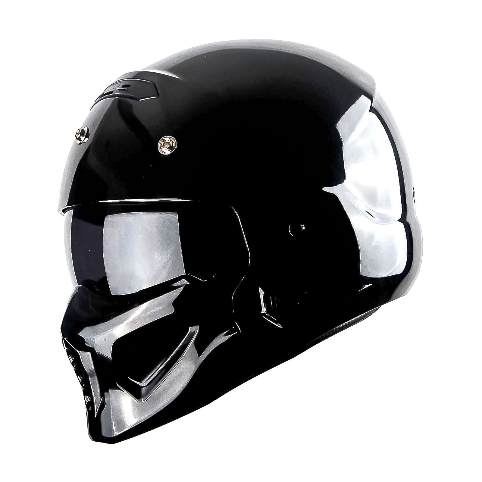 1Storm Motorcycle Full Face Helmet Open Face Helmet with Smoked Shield (Detachable Visor & Face Mask): HKY881S-E Glossy Black