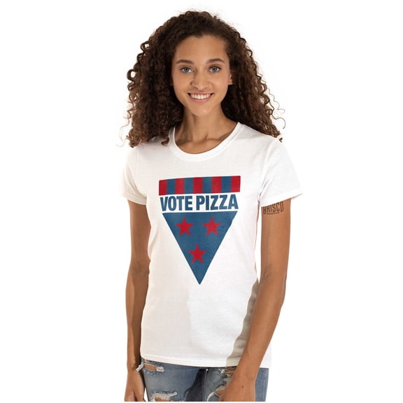 Vote Pizza Foodie USA Election Gym Womens Fitted Plus Size Graphic Tee Brisco Brands 2X