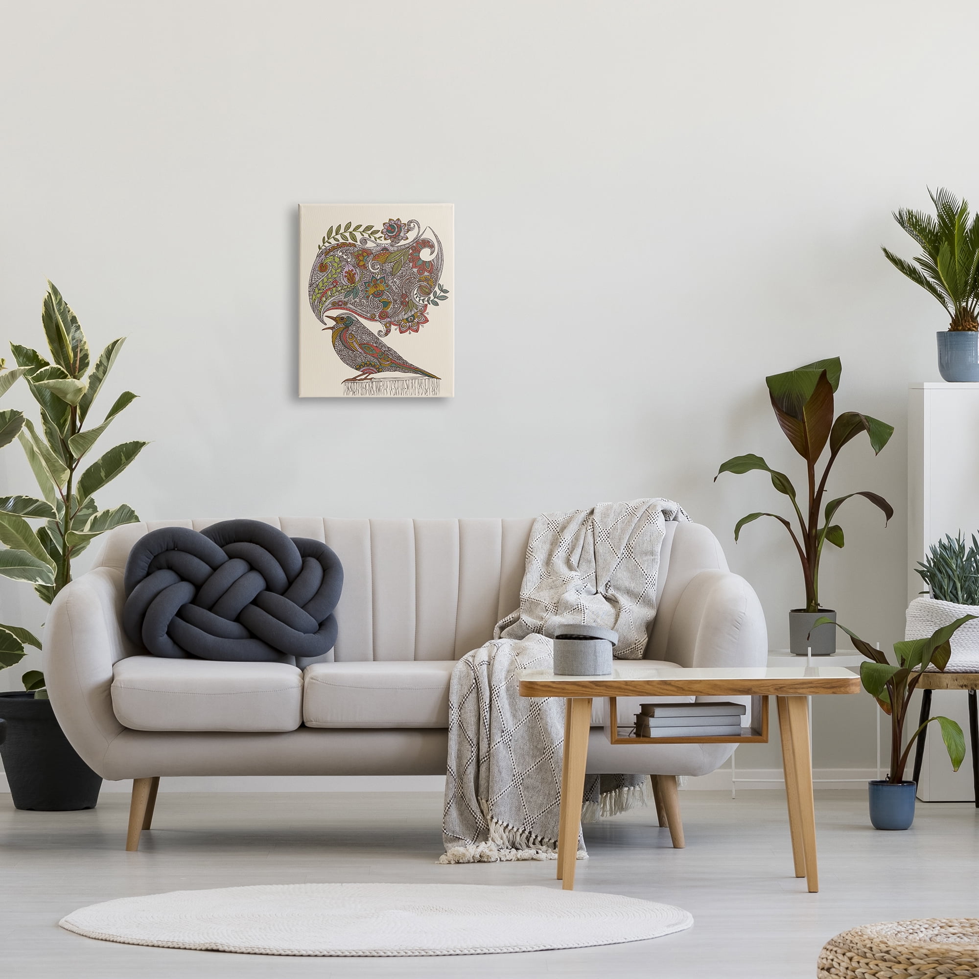 Stupell Industries Song Bird Complex Paisley Patterns Botanical Leaves Graphic Art Gallery Wrapped Canvas Print Wall Art, Design by Valentina Harper