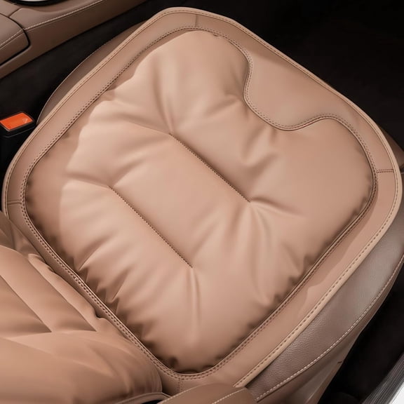 Car Seat Cushion, 2026 New Skin-Friendly Leather Seat Cushions, Breathable Dirt-Repellent Memory Foam Pad for Most Auto & Office Chairs,Brown