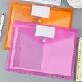 thumbnail image 6 of 10 Pack Transparent Plastic File Envelopes, 33x25cm/12.99x9.84in Yellow Snap Closure 11-Hole Binder Pockets, A4 Document Organizer for Office & Home, 6 of 9