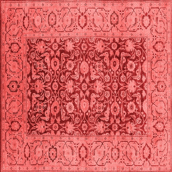 Ahgly Company Indoor Square Oriental Red Industrial Area Rugs, 7' Square