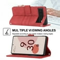 thumbnail image 5 of For Google Pixel 6 Flip Case, Premium PU Leather Folio Flip with Design Card Slots Wrist Strap Shockproof Kickstand Magnetic Protective Girls Cover For Google Pixel 6, Red, 5 of 8