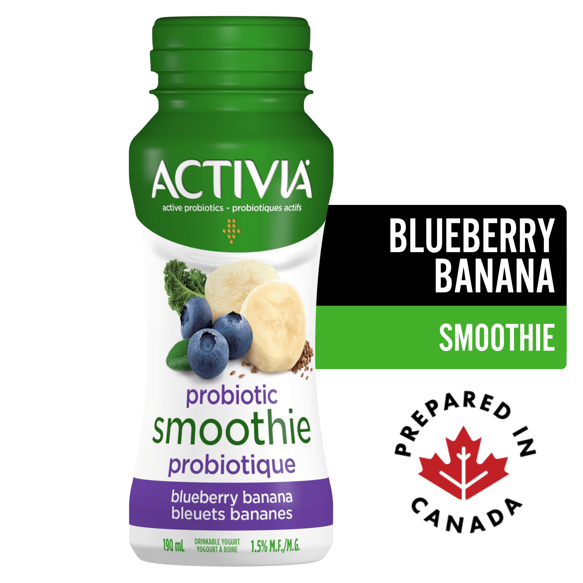 Activia Probiotic Yogurt Drink, Blueberry-Banana, Smoothie, 190 ml