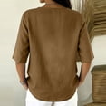 thumbnail image 6 of Women's Round Neck Short-Sleeved Button-Down Shirt Top, Casual Summer Blouse, 6 of 6