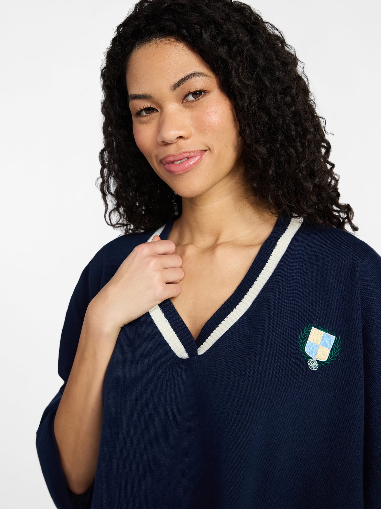 No Boundaries Varsity Cropped Sweater, Lightweight, Women's S-3XL