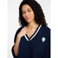 thumbnail image 2 of No Boundaries Varsity Cropped Sweater, Lightweight, Women's S-3XL, 2 of 5