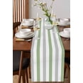 thumbnail image 4 of Ldtrchee Sage Green Grey Striped Table Runner 72 Inches, Farmhouse Sage Green Stripes Bed Runner Dresser Scarves Tabletop for Indoor Outdoor Parties/Ceremony/Banquet, 16" x 72", 4 of 8