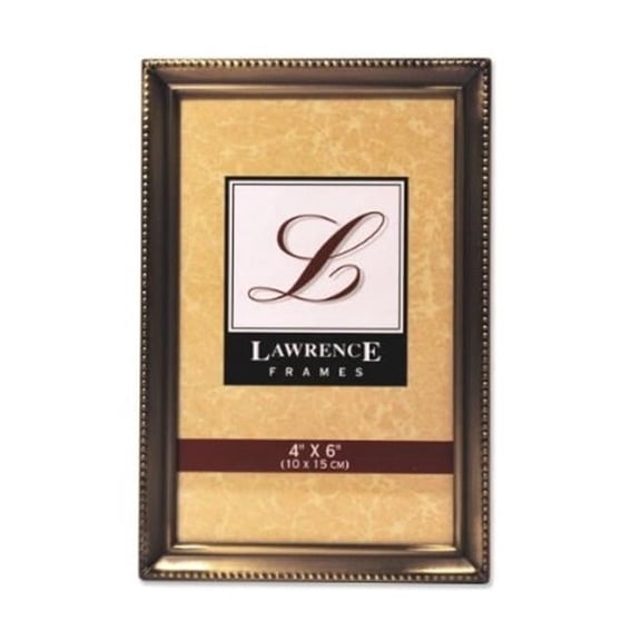 Lawrence Frames  Lawrence Frames Antique Brass 4x6 Picture Frame - Bead Border Design