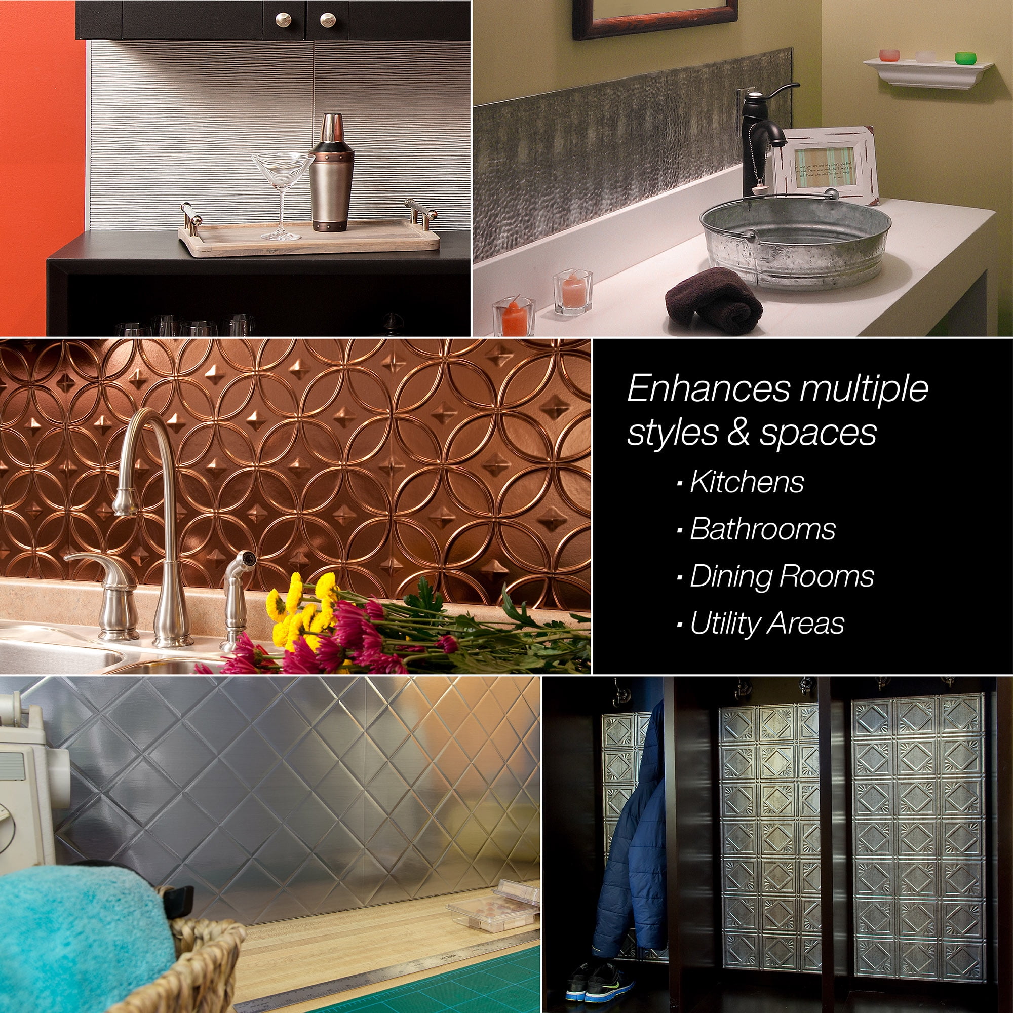 Fasade Easy Installation Miniquattro Moonstone Copper Backsplash Panel for Kitchen and Bathrooms (6 Fasade Easy Installation Miniquattro Moonstone Copper Backsplash Panel for Kitchen and Bathrooms (6