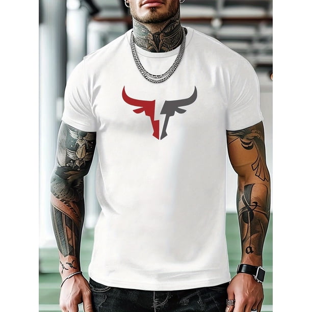 Camiseta con estampado de vaca roja para hombre, cómoda y transpirable, novedosa, informal, de cuello redondo y manga corta, ideal para vacaciones de primavera y verano.