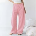 thumbnail image 7 of Wide Leg Sweatpants for Women Mid Waist Drawstring Pocketed Loose Baggy Pants Solid Color Casual Sport Trousers (XL, Pink), 7 of 7