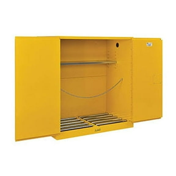 Global Industrial 316105 110 gal Drum Storage Safety Cabinet-Manual Close with Rollers