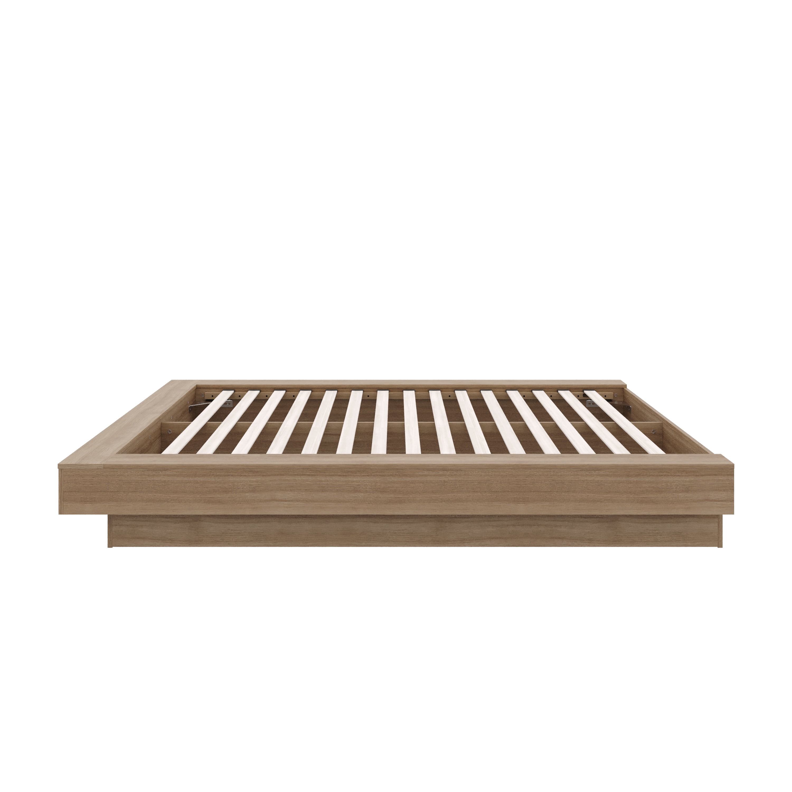 Nexera Marconi King Size Platform Wood Bed Frame, Brown Oak