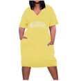thumbnail image 3 of Sentmoon Summer Maxi Dresses for Women Short Sleeve with Print Breathable Womens Cocktail Dress 2026 Business Loose Fit Plus Size V Neck Semi Formal Wedding Guest Dress Yellow L, 3 of 6