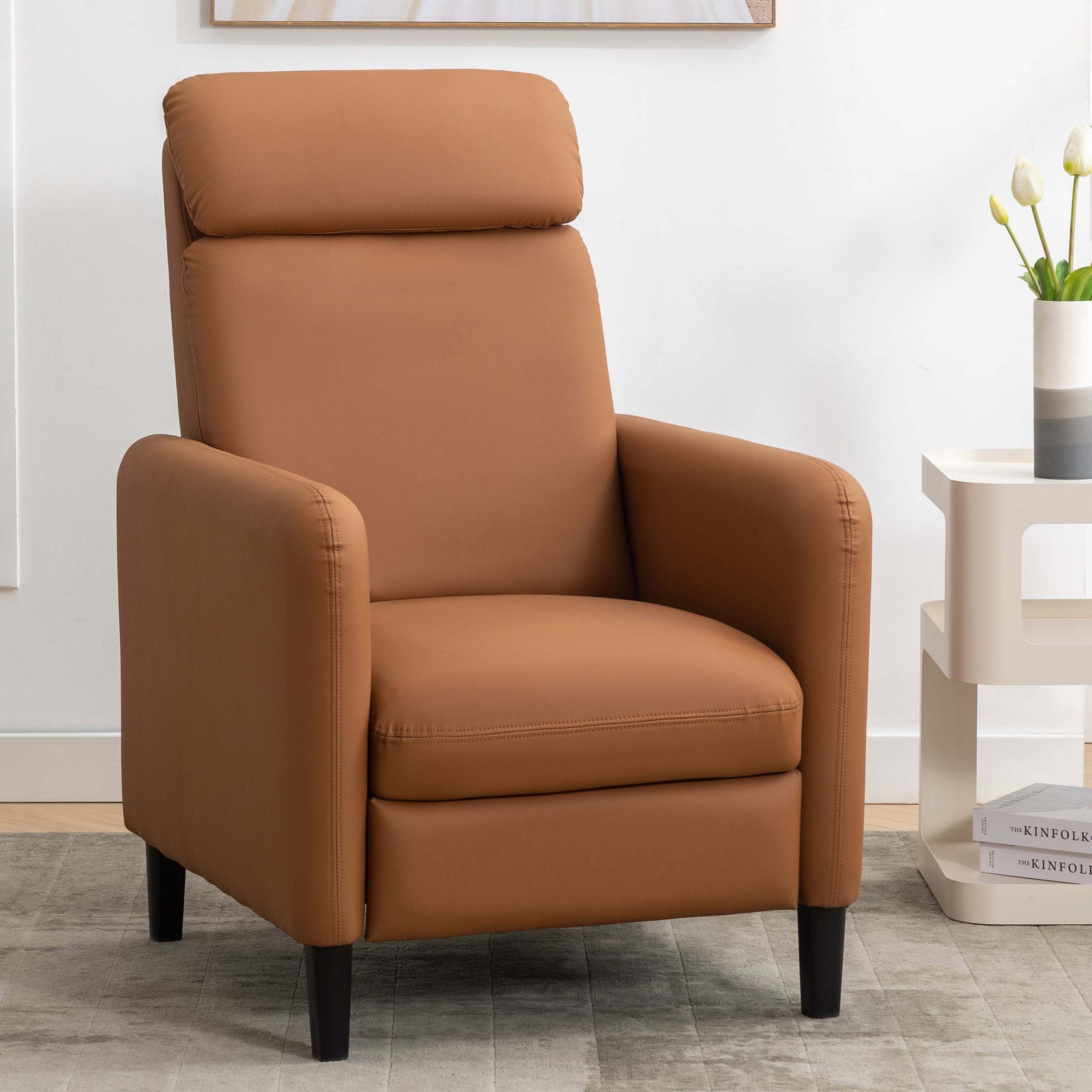Aukfa Recliner Chair Adjustable Single Sofa Leather Lounge Chair for Living Room Bedroom,Burnt Orange