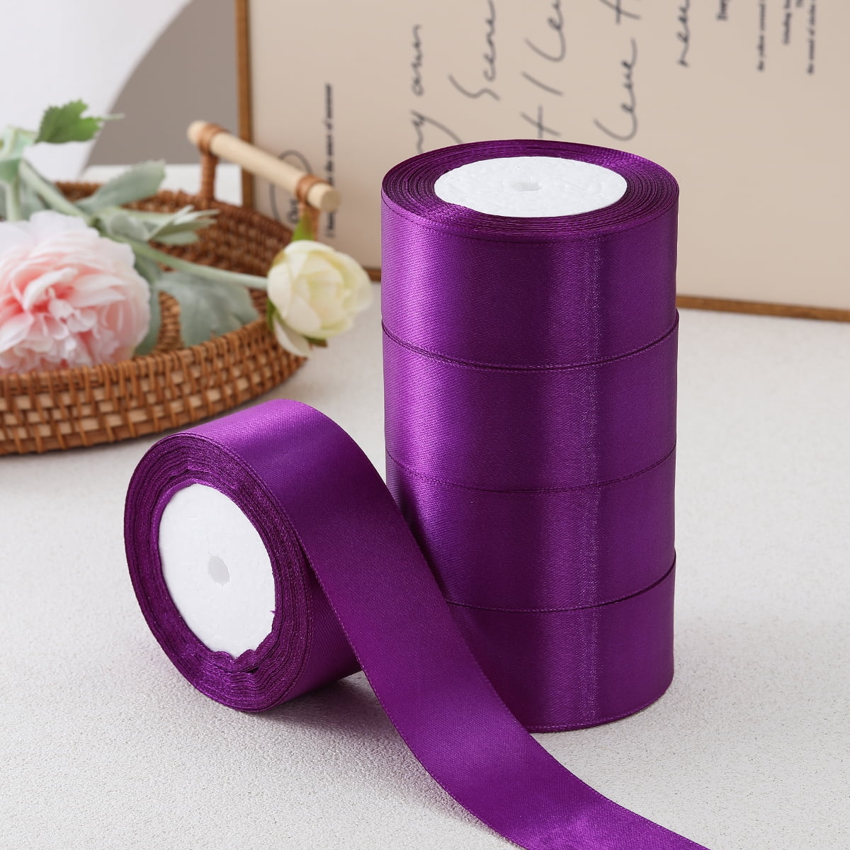 10 rolls of 4cm wide decorative ribbons for gift wrapping, parties, holiday, total 225m