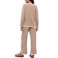 thumbnail image 3 of ATHLECHIC Women's Lounge Matching Sets 2 Piece Outfits Casual Long Sleeve Sweater Top Wide Leg Pants S Khaki, 3 of 4
