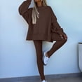 thumbnail image 2 of Clearance FUNUONY Sweatsuits Women 2 Piece Outfit 2 Piece Outfits Long Sleeve Pullover Hooded Crop Top Sets Track Suits for Women Set Lounge Set Jogger Sets for Women 2 Piece Coffee L, 2 of 9
