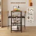 thumbnail image 1 of Space-Saving 3-Piece Dining Table Set for 2 – Modern Bar Table & 2 Upholstered Stools – Metal Frame, Built-in Wine Rack, Compact Living Room Furniture – Ideal for Kitchen, Apartment – Tiger Wood, 1 of 7