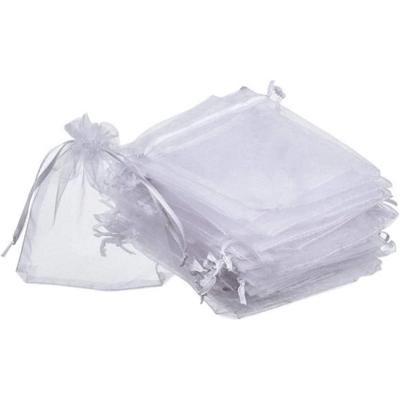 Sacs Cadeaux en Organza Transparents Sacs à Cordon de Mariage Cadeaux de Fête Sacs à Bijoux Blancs 15x20cm 100 Pcs Sacs Cadeaux en Organza Blancs 15x20cm 1pcs (1 pack)