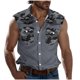thumbnail image 2 of Camiseta sin mangas con cuello vuelto para hombre, estilo informal, con estampado del Día de la Independencia, cuello vuelto, sin mangas, bolsillos, deportiva, de poliéster, 2 of 5