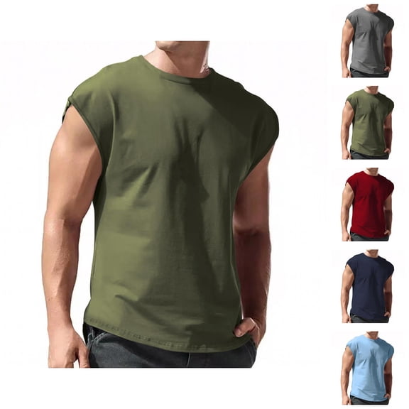 Sleeveless Shirts for Men Summer Casual Lightweight Breathable Crewneck Plain Sleeveless T Shirts