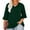 Green, variant on Plus Size Tops Cotton 3/4 Ruffled Sleeve V-neck Pleated Casual Loose Fitting Shirt Womens Tops White 3XL