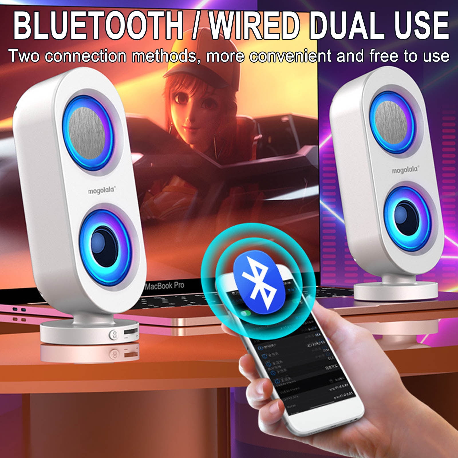 FNYOXU Bluetooth Speaker Desktop Game Computer Audio Desktop Home Mobile Phone Small Speaker Mini Subwoofer Wired USB High Volume