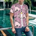 thumbnail image 6 of Zufioo Rose Flowers Print Men's Baseball Short Sleeve, Moisture Wicking Button-Down Hip Hop Tee-3X-Large, 6 of 7