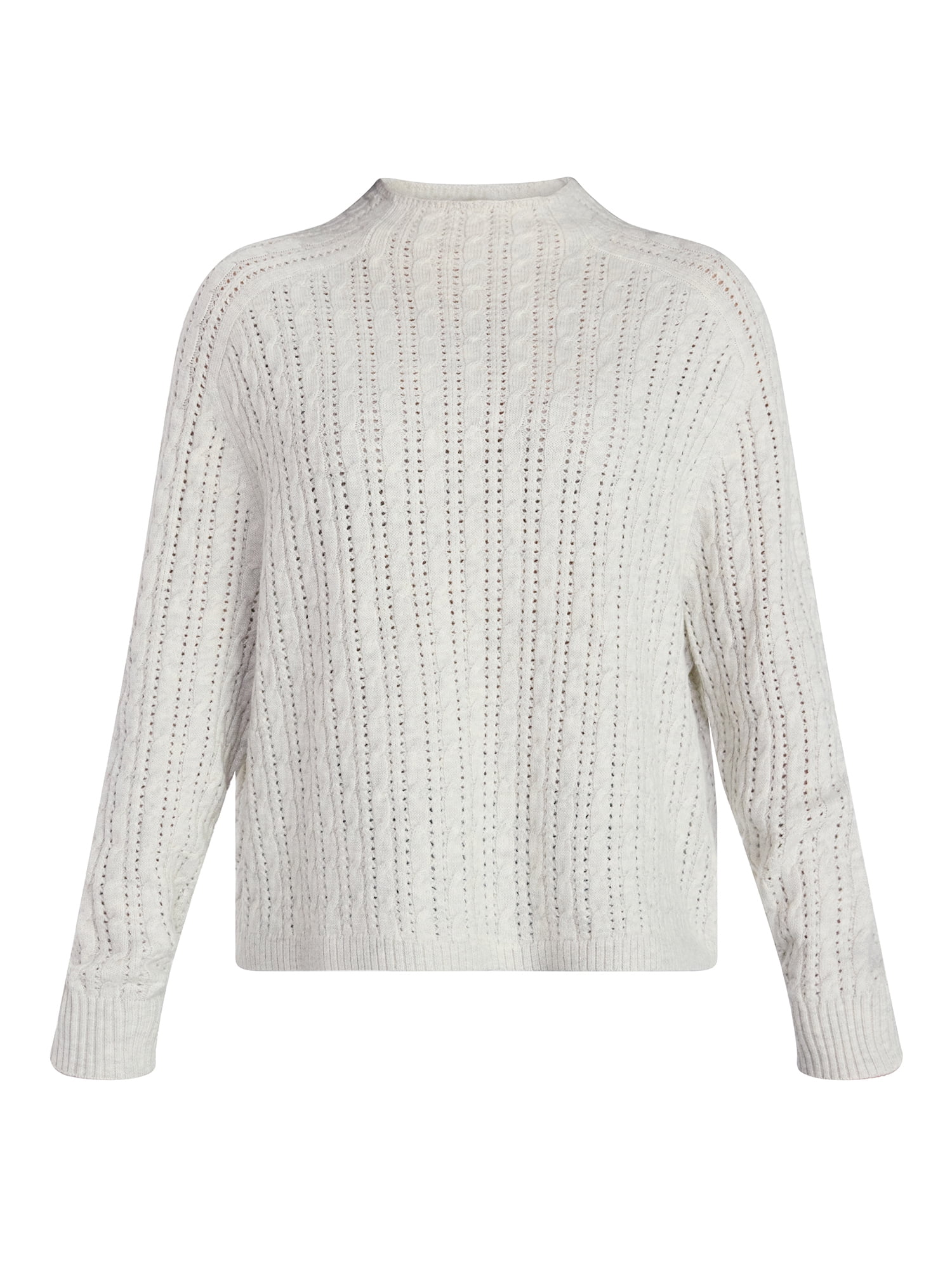 Time and Tru Women's Pointelle Mock Neck Sweater with Long Sleeves, Lightweight, Sizes, XS-XXXL