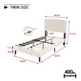 thumbnail image 3 of alazyhome Twin Size Upholstered Platform Bed Frame with Bedside Cupboard, Beige, 3 of 6