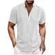 thumbnail image 1 of pstuiky camisetas de hombre, Camiseta de manga corta para hombre, estilo informal, lisa, con cuello vuelto, botones y blusa camisetas de hombre m, 1 of 5