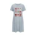 thumbnail image 5 of Sakmal Pyjama Bleu pour Femmes Ultra Doux Mignon Grande Taille Chemise de Nuit de Noël Imprimé Nœud Col Rond Manches Courtes Courtes Chemises de Nuit P-2TG, 5 of 5