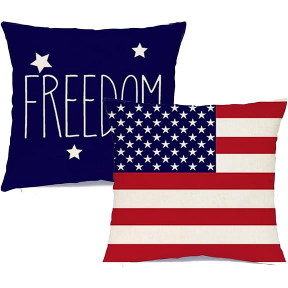 4th of July Decorations Pillows Decorative Throw Pillows 20x20 Set of 2,Fourth ofJuly Patriotic Pillow Covers,American Star Memorial Day Decor Independence Day Cushion Covers(12-20)