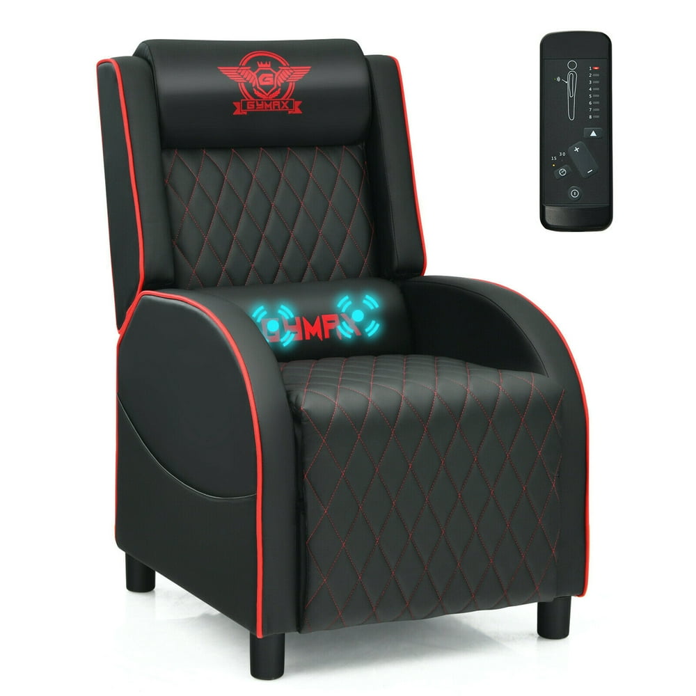 Gymax Massage Gaming Recliner Chair Leather Single Sofa Home Theater