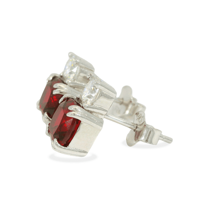 Ruby Studs for Women Earrings Cushion Cut Lab Grown 1.40ct 925 Sterling Silver Gift for Her