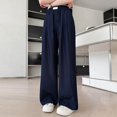 thumbnail image 2 of CPNG Girls Casual Pants Solid Color Elastic Waist Drawstring Wide Leg Pants Comfortable Breathable Lightweight Pants, 2 of 7