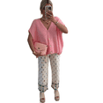 thumbnail image 3 of Suéter de Punto Informal de Verano para Mujer, de Corta, Holgado, con Botones y Cuello en V, Color Rosa, Talla L, 3 of 8
