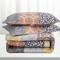 thumbnail image 5 of JOHNPEY Quilt Set California King Size-Boho Botanical Quilts Bedding Set All Season Coverlets with Rustic Striped Pattern，Yellow，3 Pieces, 5 of 6