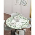 thumbnail image 2 of Watercolor Round Fitted Tablecloth Elastic Edged Table Cover,Spring Green Leaves Waterproof Wipeable Table Cloths for Kitchen Dining Party Fit up 45-54in Tables,Botanical Leaf on White, 2 of 4