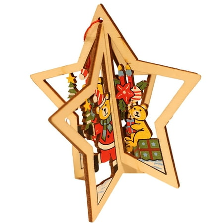 

Heiheiup Christmas Decorations Five Pointed Star Bell Ornaments Christmas Tree Window Wood Carving Pendant Chandelier Replacement Teardrop 3 Inch