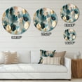thumbnail image 4 of Designart "Exploring Floral Forms Blue and Gold III" Abstract Floral Metal Round Art Living Room, 4 of 5