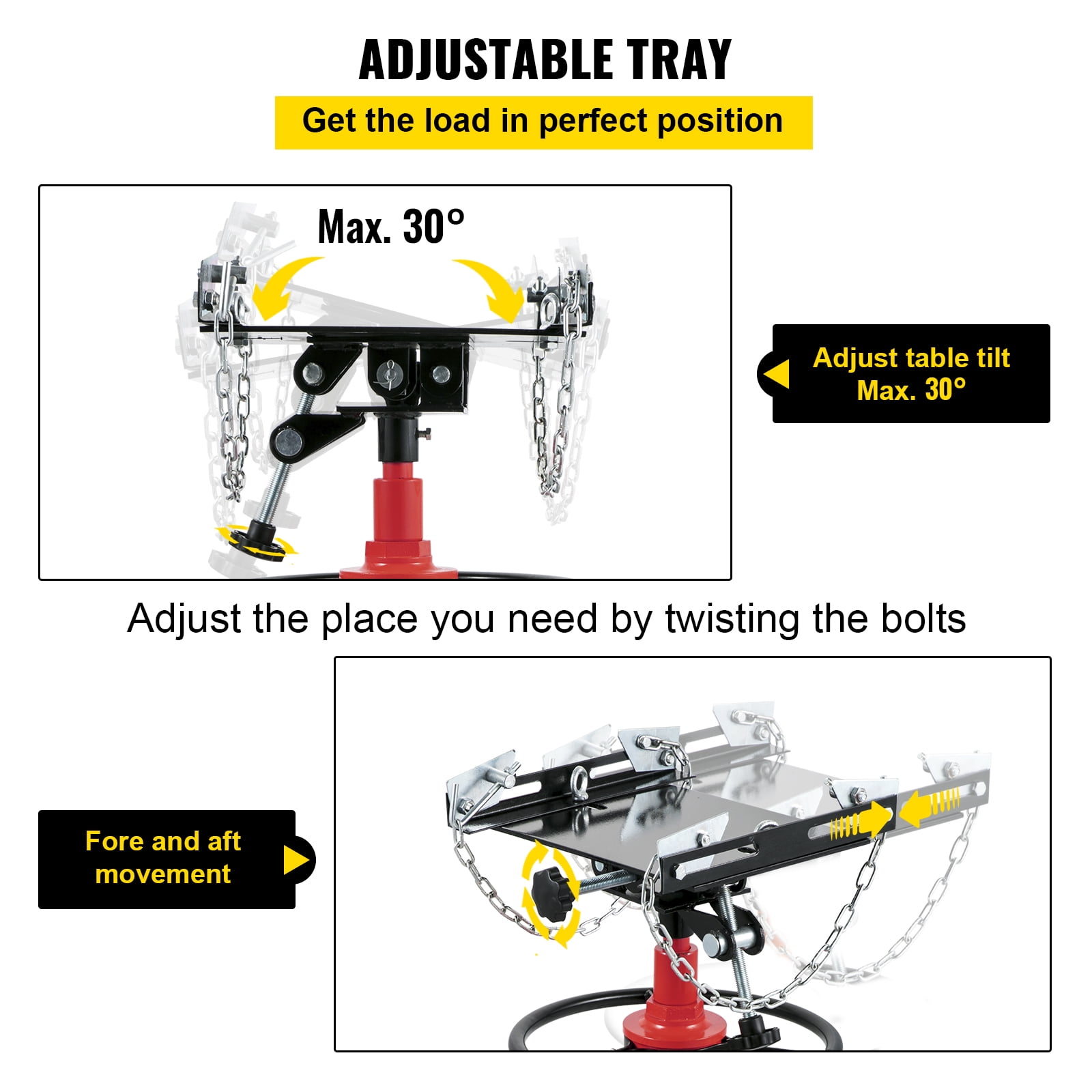 VEVOR Transmission Jack 1100 lbs 2-Stage Hydraulic High Lift Vertical Telescopic,Red