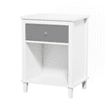 thumbnail image 6 of Tcbosik Night Stand with Drawer, 2-Tier Bedside Table with Open Shelf, Accent End Table for Bedroom, Living Room, Easy Assembly, White+Gray, 6 of 7