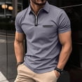 thumbnail image 2 of Kcolen Mens Polo Shirts Short Sleeve Cotton Men's Summer Casual Short Sleeve Shirt with Zipper Pocket Solid Tops Summer Vacation Basic, 2 of 5