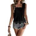 thumbnail image 2 of Summer Tops for Women Trendy Lace Crochet Embroidery Crewneck T Shirts Dressy Casual Short Sleeve Elegant Work Blouses, 2XL, 2 of 6