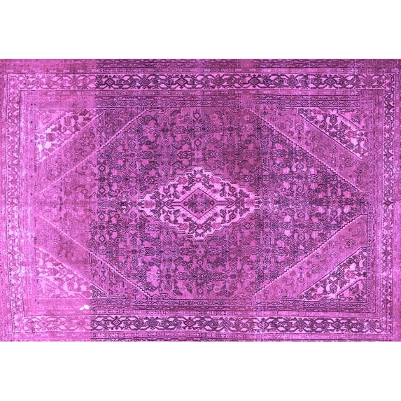 Ahgly Company Indoor Rectangle Medallion Purple Traditional Area Rugs, 6' x 9'