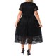 thumbnail image 2 of Vestido de cóctel midi de mujer plus size con flores y encaje de Agnes Orinda, de doble capa, con escote en V y mangas cortas, corte A, 2X negro, 2 of 8